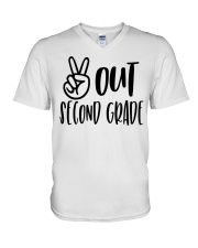 PEACE OUT 2ND GRADE V-Neck T-Shirt tile