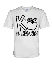 K IS FOR KINDERGARTEN V-Neck T-Shirt tile