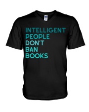 INTELLIGENT PEOPLE DON'T BAN BOOKS V-Neck T-Shirt tile