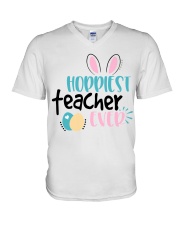 HOPPINEST TEACHER EVER V-Neck T-Shirt thumbnail