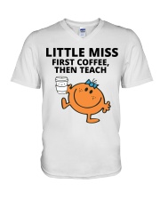 FIRST COFFEE - THEN TEACH V-Neck T-Shirt tile