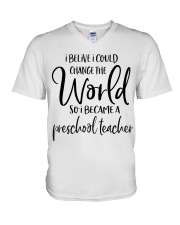 PRESCHOOL TEACHER CHANGE THE WORLD V-Neck T-Shirt thumbnail
