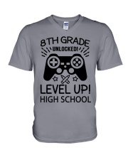 8TH GRADE UNLOCKED V-Neck T-Shirt tile