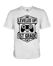1ST GRADE - LEVELED UP TO V-Neck T-Shirt tile