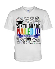 6TH GRADE NAILED IT V-Neck T-Shirt tile