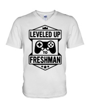 FRESHMAN - LEVELED UP TO V-Neck T-Shirt tile