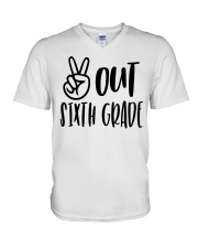 PEACE OUT 6TH GRADE V-Neck T-Shirt tile