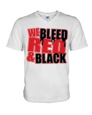 RED - BLACK V-Neck T-Shirt tile