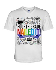 4TH GRADE NAILED IT V-Neck T-Shirt tile
