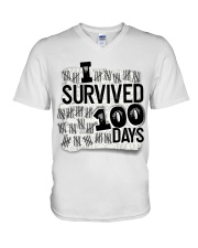 I SURVIDED 100 DAYS V-Neck T-Shirt thumbnail