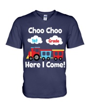 1ST GRADE HERE I COME V-Neck T-Shirt tile