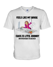 4TH GRADE TEACHER V-Neck T-Shirt tile