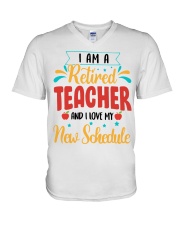 I AM A RETIRED TEACHER AND I LOVE MY NEW SCHEDULE V-Neck T-Shirt thumbnail