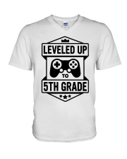 5TH GRADE - LEVELED UP TO V-Neck T-Shirt tile