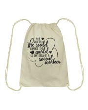 SHE BECAME A SOCIAL WORKER Drawstring Bag thumbnail