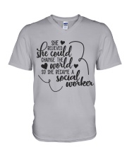 SHE BECAME A SOCIAL WORKER V-Neck T-Shirt thumbnail
