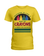 TEACHING IS LIKE A BOX OF CRAYONS Ladies T-Shirt tile