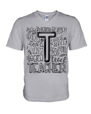 TEACHER TYPOGRAPHY DESIGN V-Neck T-Shirt thumbnail