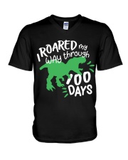 I Roared My Way Through 100 Days V-Neck T-Shirt tile