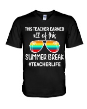 THIS TEACHER EARNED ALL OF THIS SUMMER BREAK V-Neck T-Shirt tile