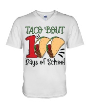 Taco About 100 Days Of School V-Neck T-Shirt tile
