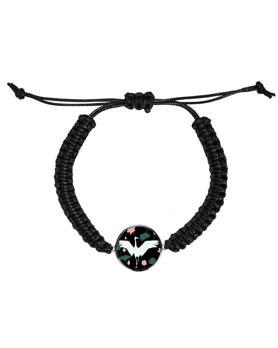 Japanese White Crane Cord Circle Bracelet