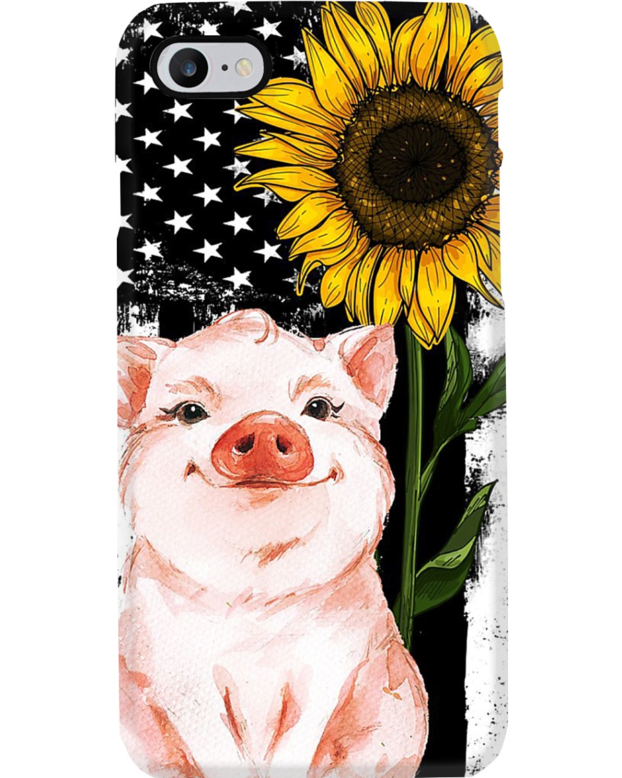 American Flag Sunflower Pig Phone Case