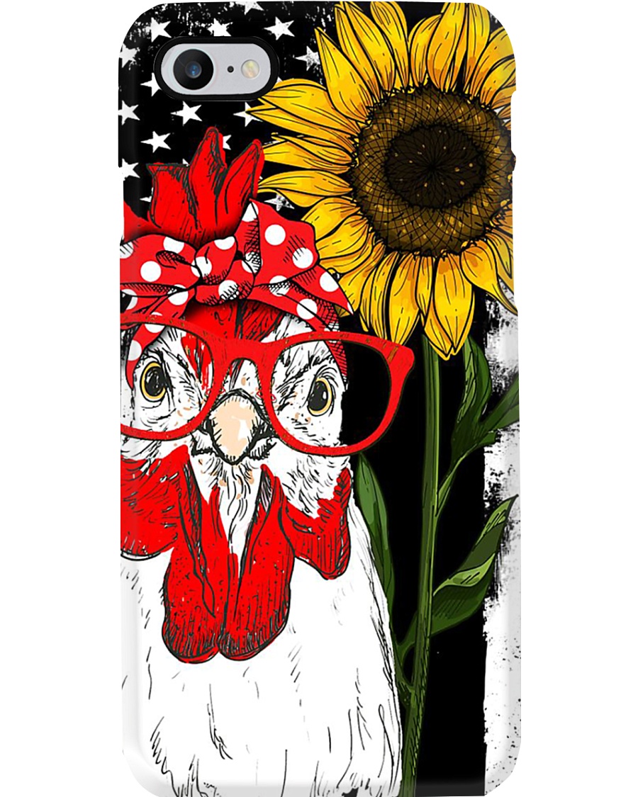 American Flag Sunflower Chicken Phone Case