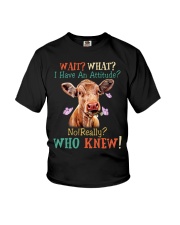 cow funny who knew Youth T-Shirt tile