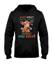 cow funny who knew Hooded Sweatshirt tile