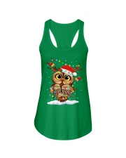 owl merry christmas style Ladies Flowy Tank tile