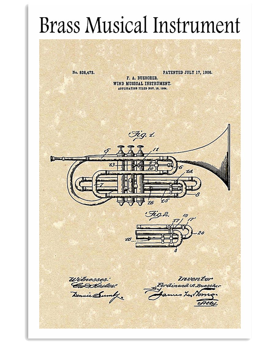 Brass Musical Instrument 1906 16x24 Poster