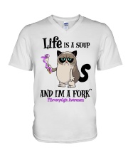 Fibromyalgia Fork V-Neck T-Shirt thumbnail