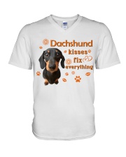 Dachshund Kisses Fix Everything V-Neck T-Shirt tile
