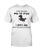 Stop Asking Why I'm Crazy I Don't Ask Why You're So Stupid - Horse - MITRU Classic T-Shirt front