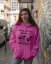 Horses And Dogs Make Me Feel Less Murdery Hooded Sweatshirt lifestyle-unisex-hoodie-front-1