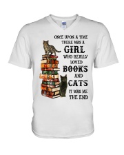 Book And Cats V-Neck T-Shirt tile