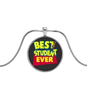 Best Student ever Back to School Metallic Circle Necklace thumbnail