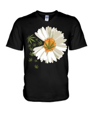 Love daisy Cannabis V-Neck T-Shirt tile