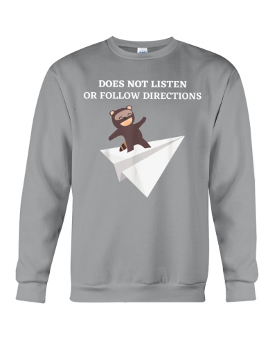 Does Not Listen Or Follow Directions - Raccoon Paper Plane 