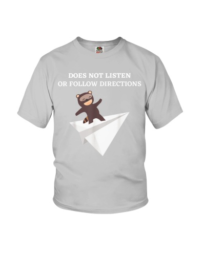Does Not Listen Or Follow Directions - Raccoon Paper Plane 
