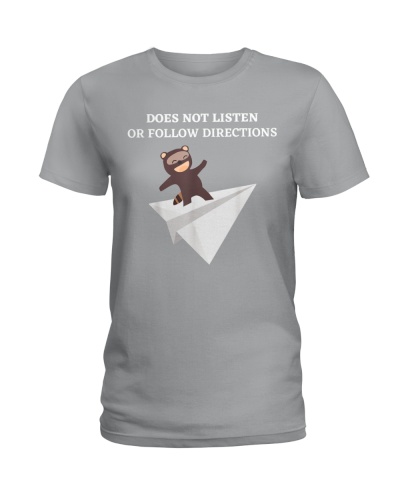 Does Not Listen Or Follow Directions - Raccoon Paper Plane 
