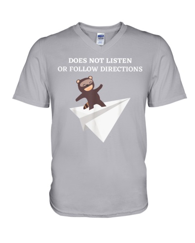 Does Not Listen Or Follow Directions - Raccoon Paper Plane 