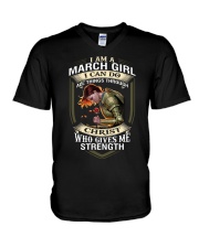 March Girl V-Neck T-Shirt tile