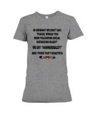 IN GERMAY WE DON'T SAY Premium Fit Ladies Tee tile