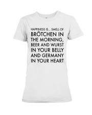 HAPPINESS IS SMELL OF BROTCHEN IN THE MORNING Premium Fit Ladies Tee tile