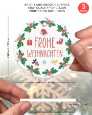 FROHE WEIHNACHTEN MERRY CHRISTMAS Circle ornament - 3 pieces (porcelain) custom-circle-ornament-3-pieces-porcelain-lifestyle-05