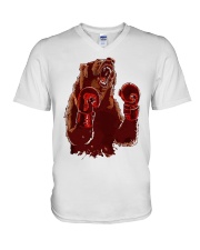 bear boxing V-Neck T-Shirt tile