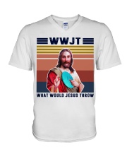 What would Jesus throw V-Neck T-Shirt thumbnail