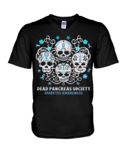 Diabetes skull V-Neck T-Shirt tile